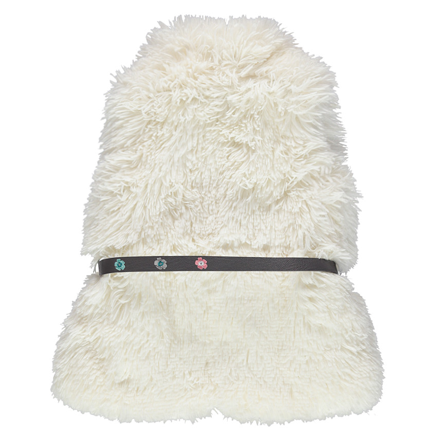 Αμάνικη ζακέτα από συνθετική γούνα με αφαιρούμενη ζώνη και κεντήματα 