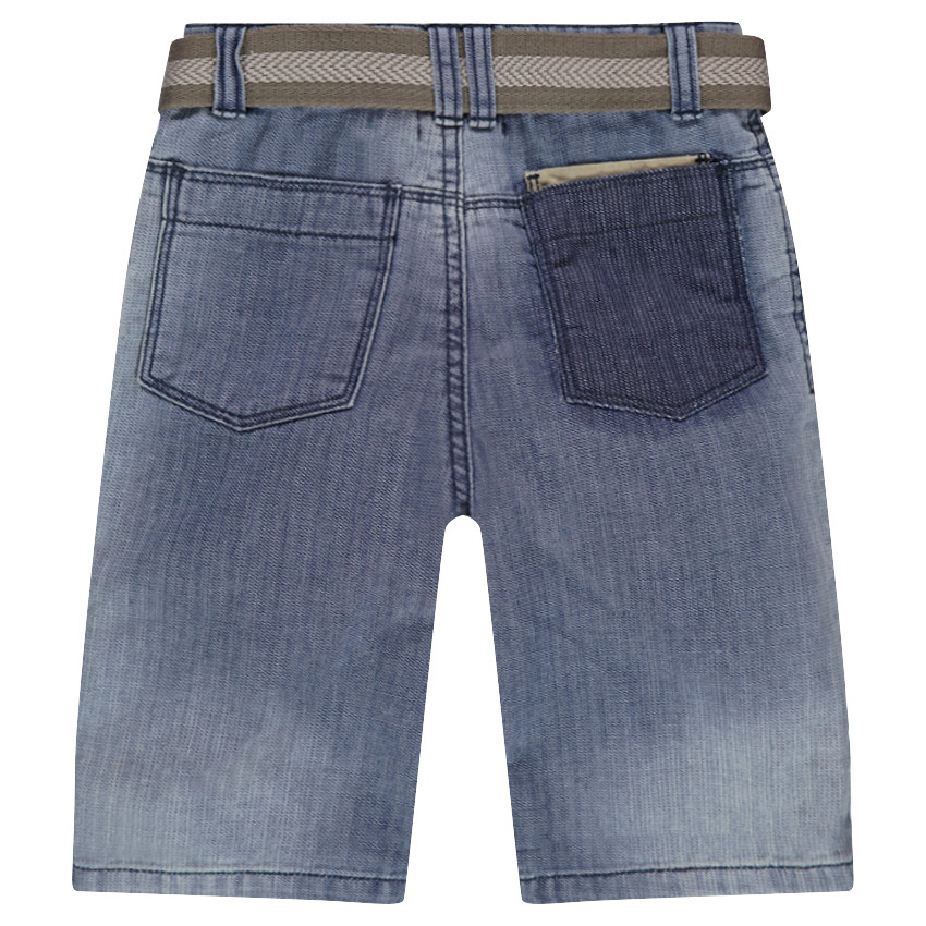 Βερμούδα τζιν με φθαρμένη όψη και αφαιρούμενη ζώνη 