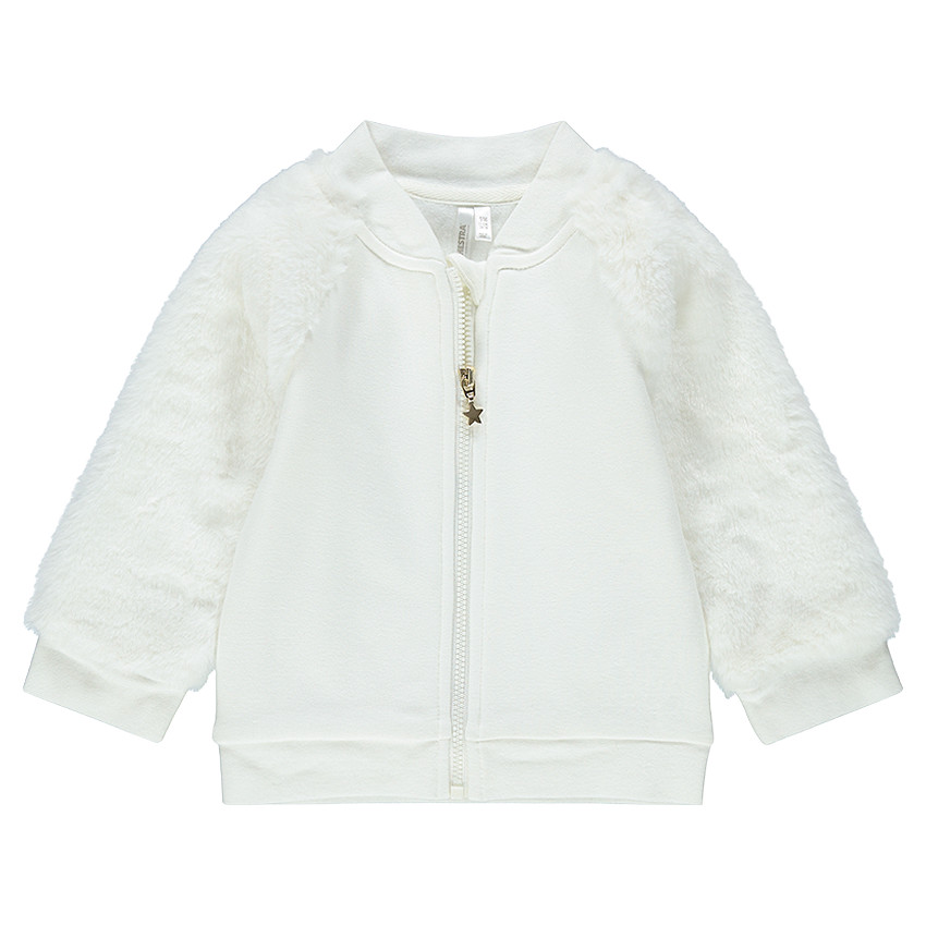 Κολεγιακή φανελένια ζακέτα από δύο υλικά με μανίκια από sherpa 