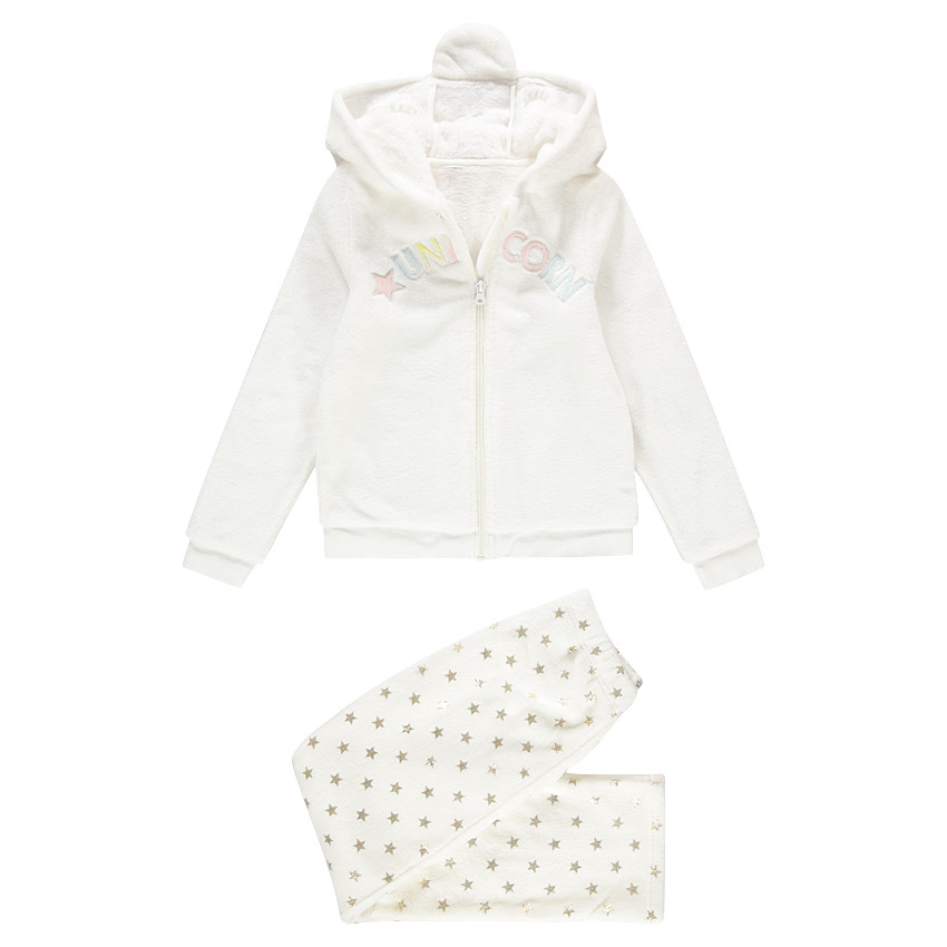 Παιδικά - Φλις πιτζάμα-μονόκερος με φαντεζί κουκούλα 