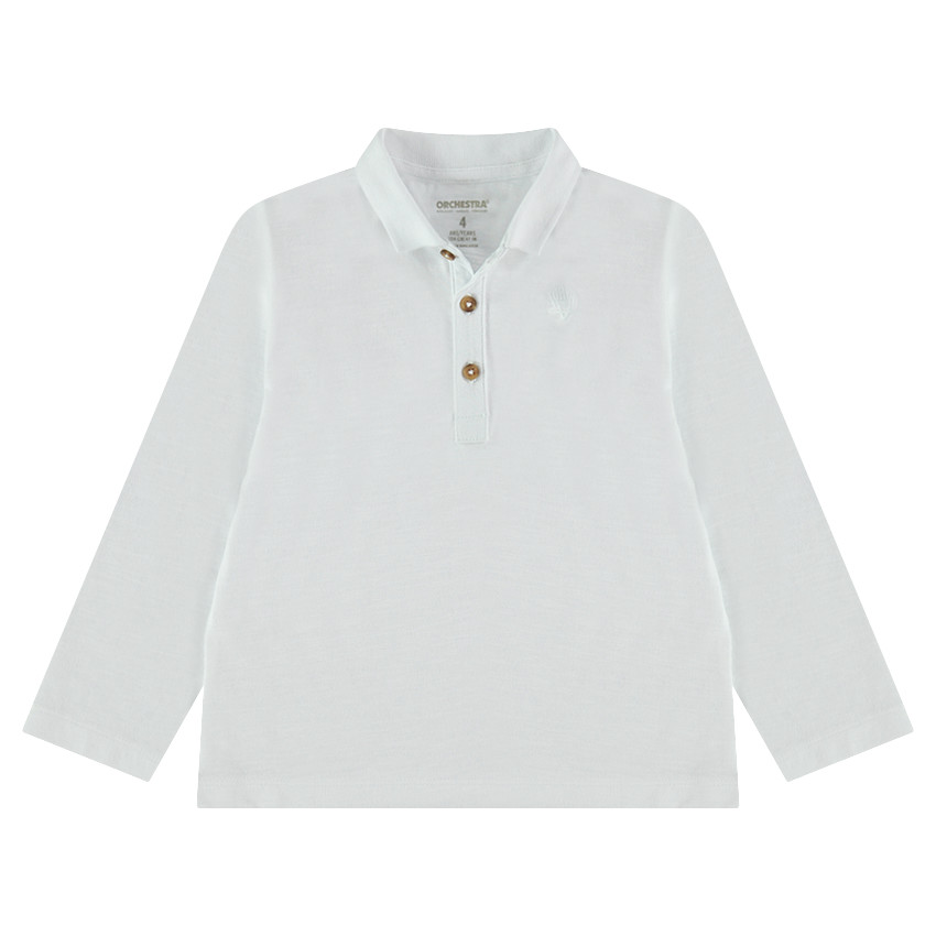 Παιδικά - Μακρυμάνικο πόλο από ζέρσεϊ slub ύφασμα με τυπωμένο λογότυπο 