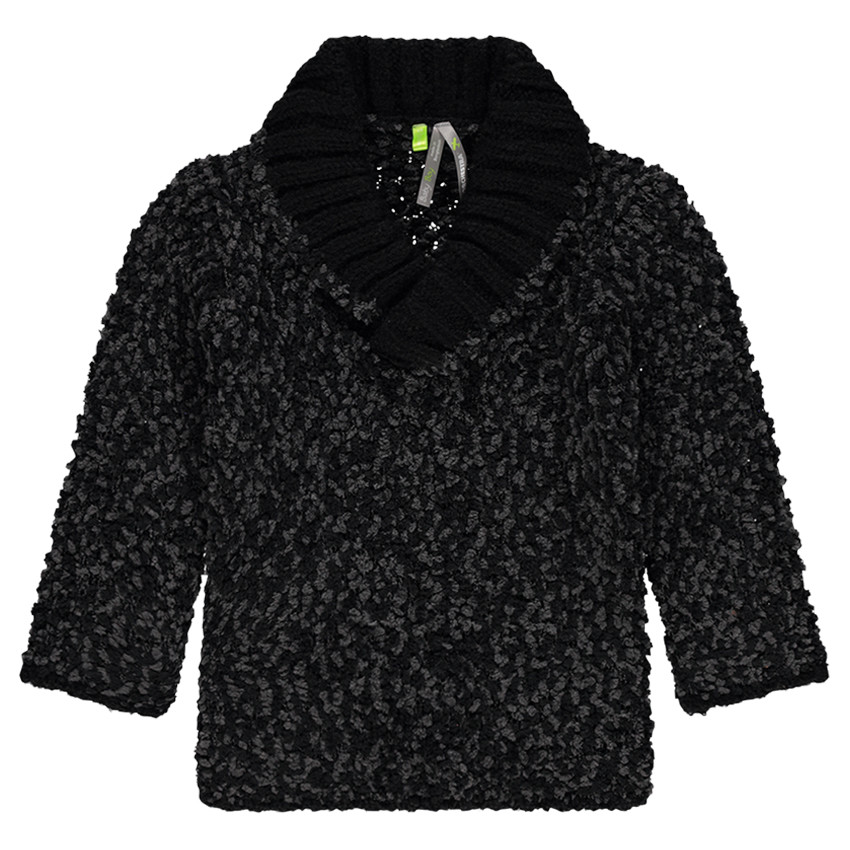 Φαντεζί πλεκτό πουλόβερ με γιακά σάλι 