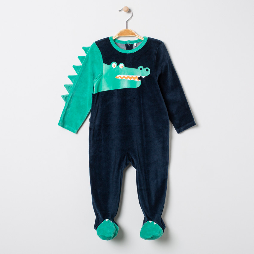 Dors-bien en velours motif crocodile 