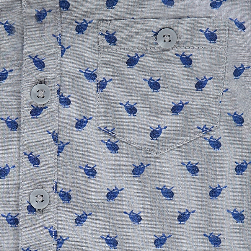 Μακρυμάνικο βαμβακερό πουκάμισο με ελικόπτερα σε όλη την επιφάνεια 