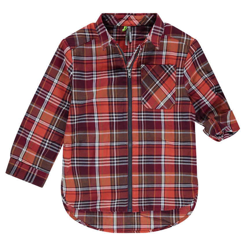 Μακρυμάνικο καρό πουκάμισο με φερμουάρ 