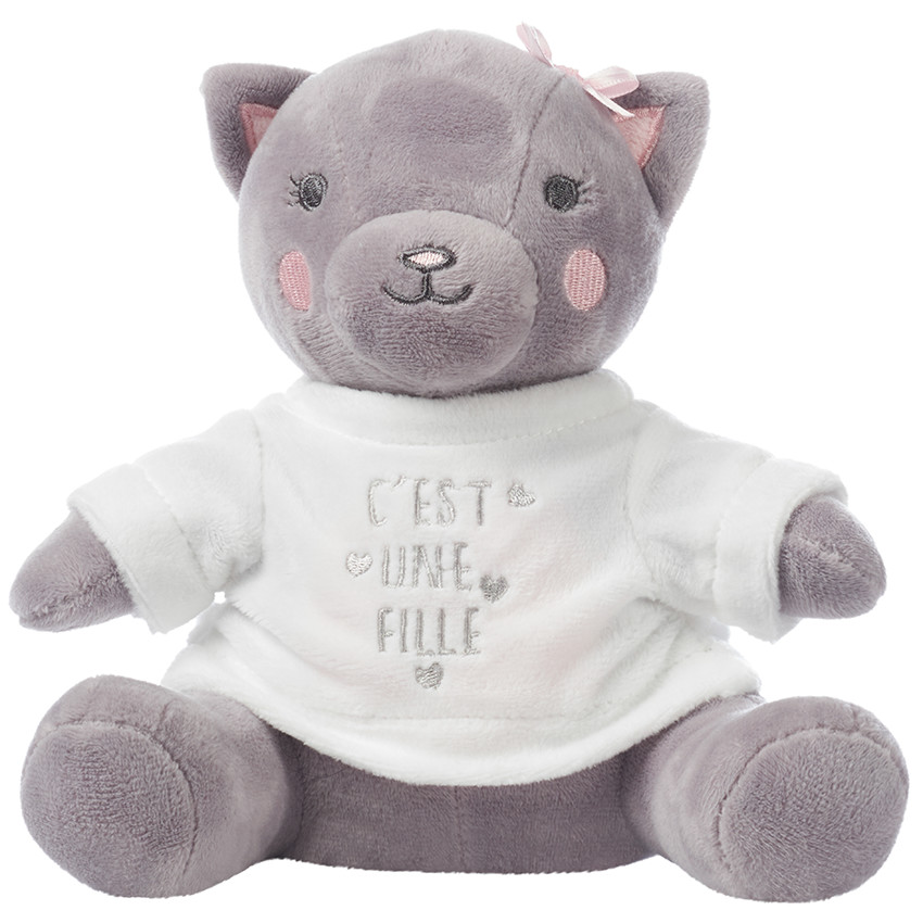 Habillage pour peluche à texte annonce fille brodé  