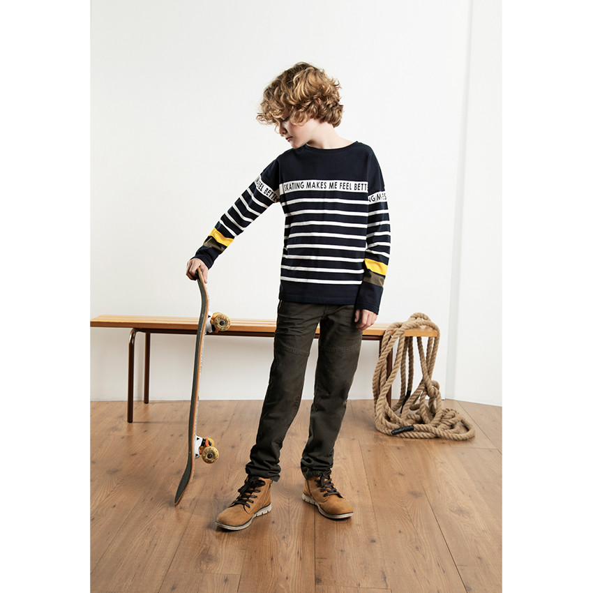 Βαμβακερό παντελόνι νηματοβαφή με φερμουάρ στις τσέπες 