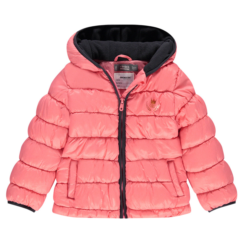 Καπιτονέ μπουφάν με κουκούλα από φλις επένδυση 