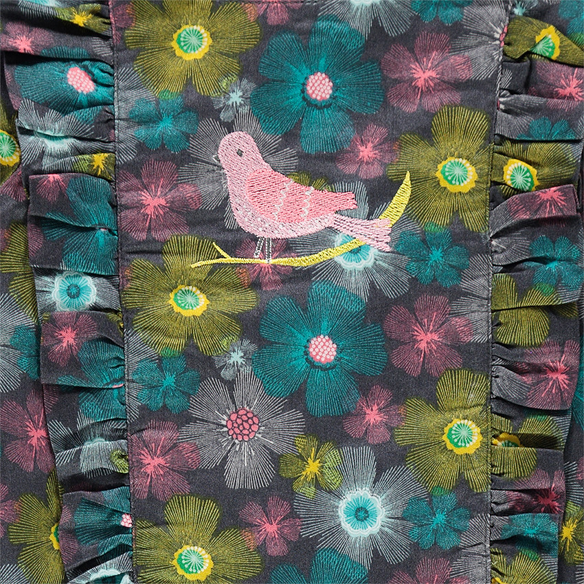 Μακρυμάνικο φλοράλ φόρεμα με βολάν 