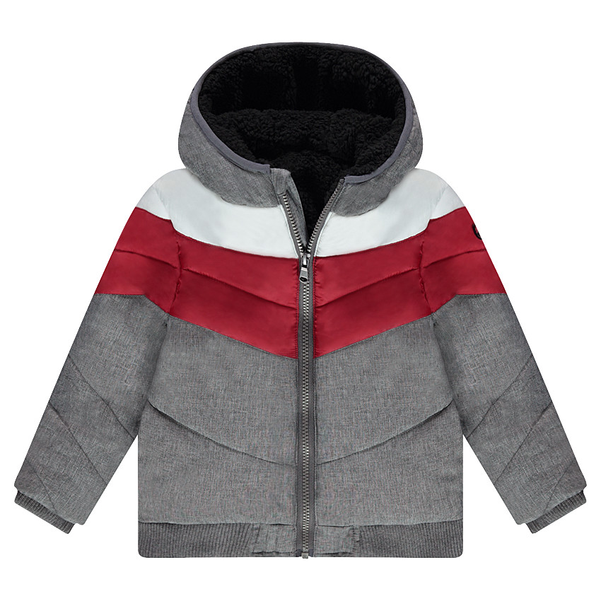 Καπιτονέ μπουφάν με επένδυση από sherpa και απλικέ σήμα 