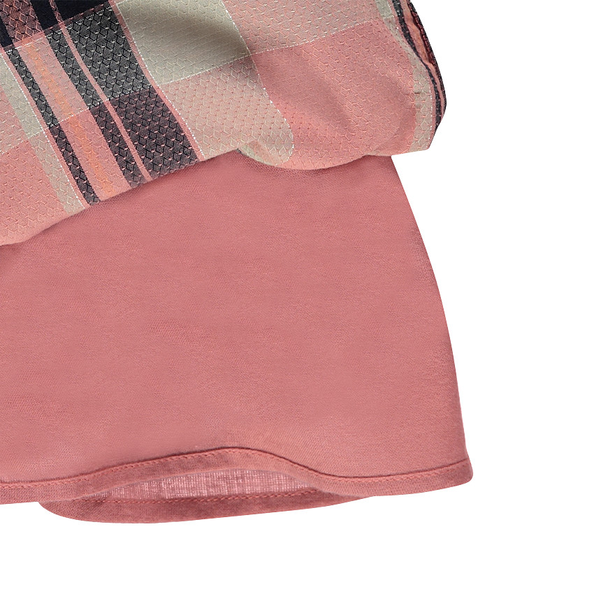 Μακρυμάνικο φόρεμα με μεγάλα καρό και αφαιρούμενη ζώνη 