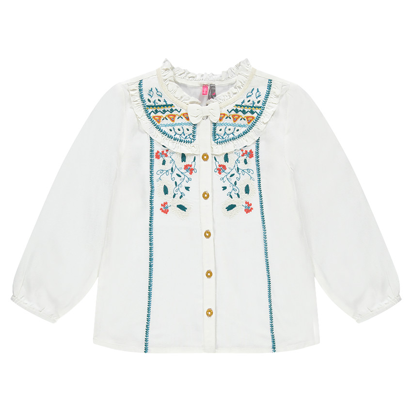 Πουκάμισο με χυτή γραμμή, βολάν και κεντημένο πλαστρόν 