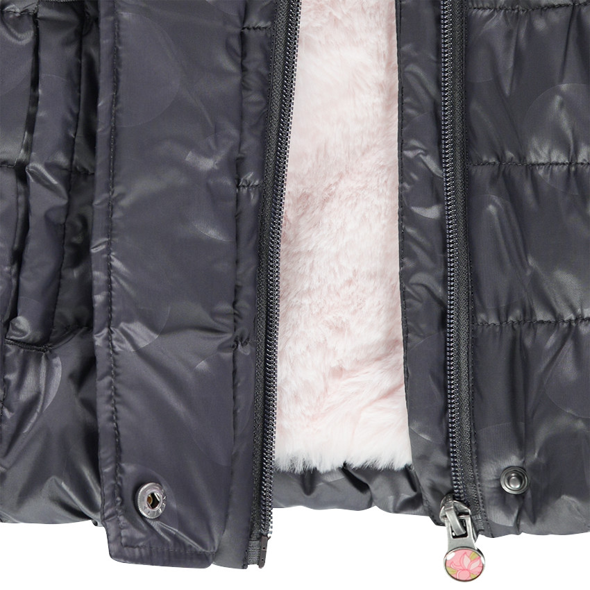 Καπιτονέ μπουφάν με επένδυση από sherpa και κεντημένα λουλούδια 