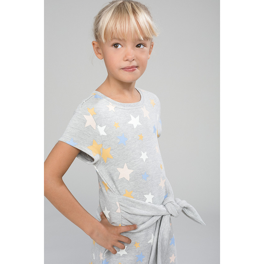 Φόρεμα  molleton με τυπωμένα αστέρια και ζώνη 