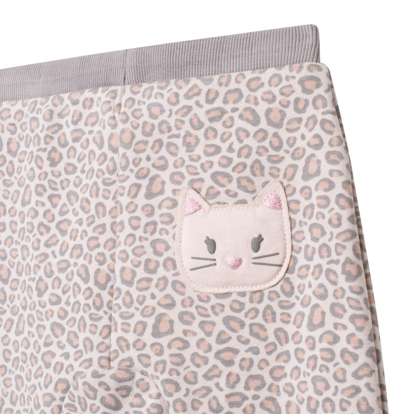 Pantalon de jogging imprimé léopard all-over à revers en sherpa 