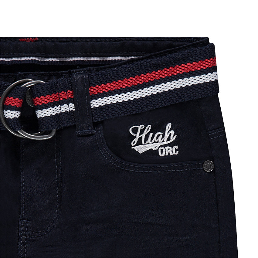 Παντελόνι με μόνιμες τσακίσεις και αφαιρούμενη ζώνη με πολύχρωμες ρίγες σε σχέδιο πλεξίδα  