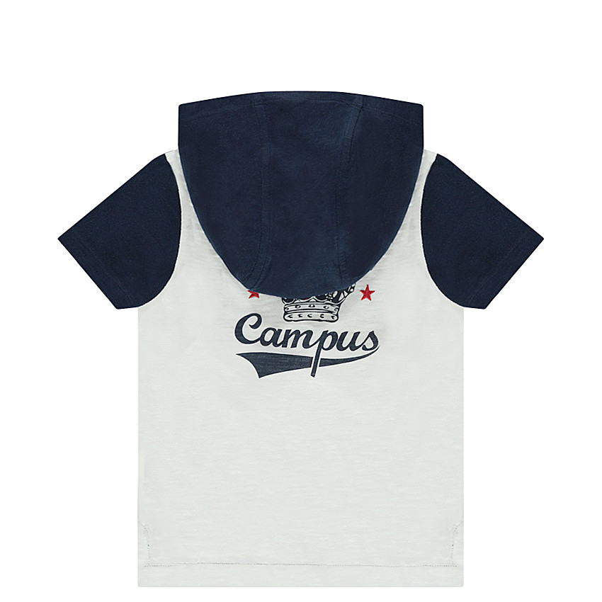 Κοντομάνικο πόλο με κουκούλα και κεντημένη φράση 