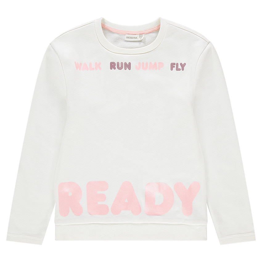 Παιδικά - Μονόχρωμο φανελένιο φούτερ με φαντεζί μοτίβο  