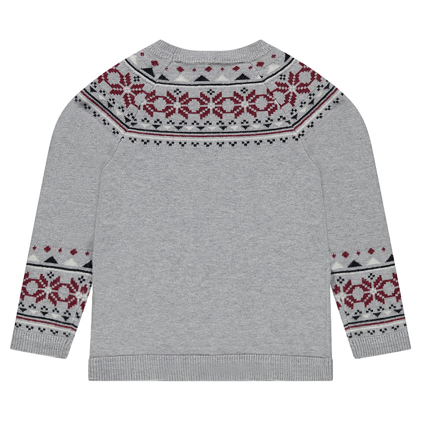 Παιδικά - Πλεκτό με ζακάρ μοτίβο και κεντημένο ελάφι 