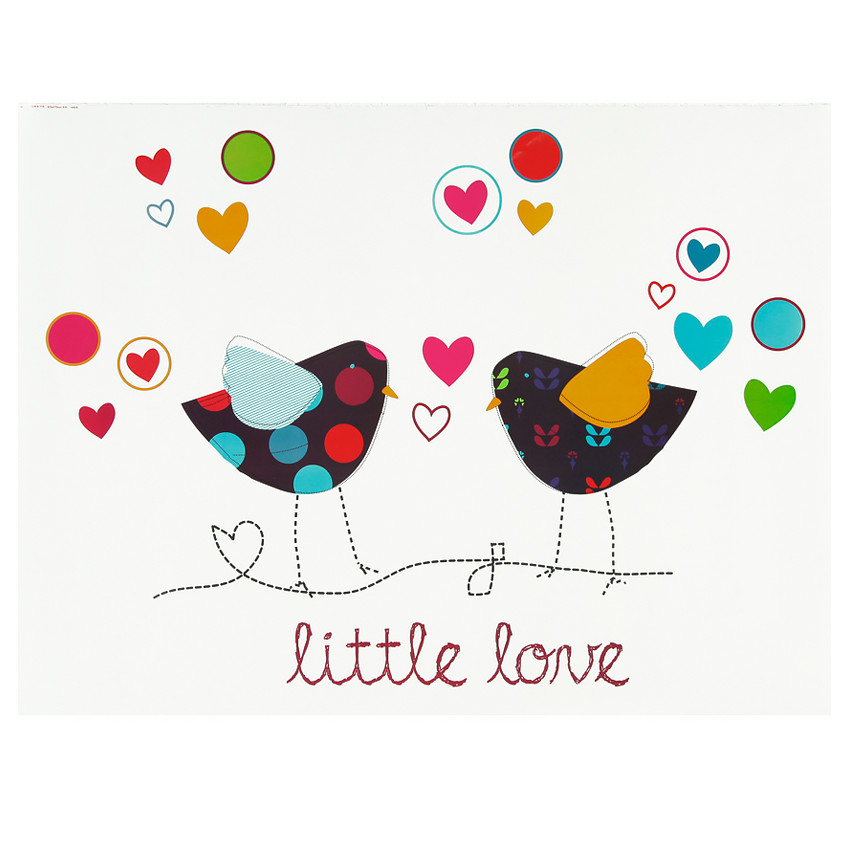  	Stickers muraux motif oiseaux et coeurs  