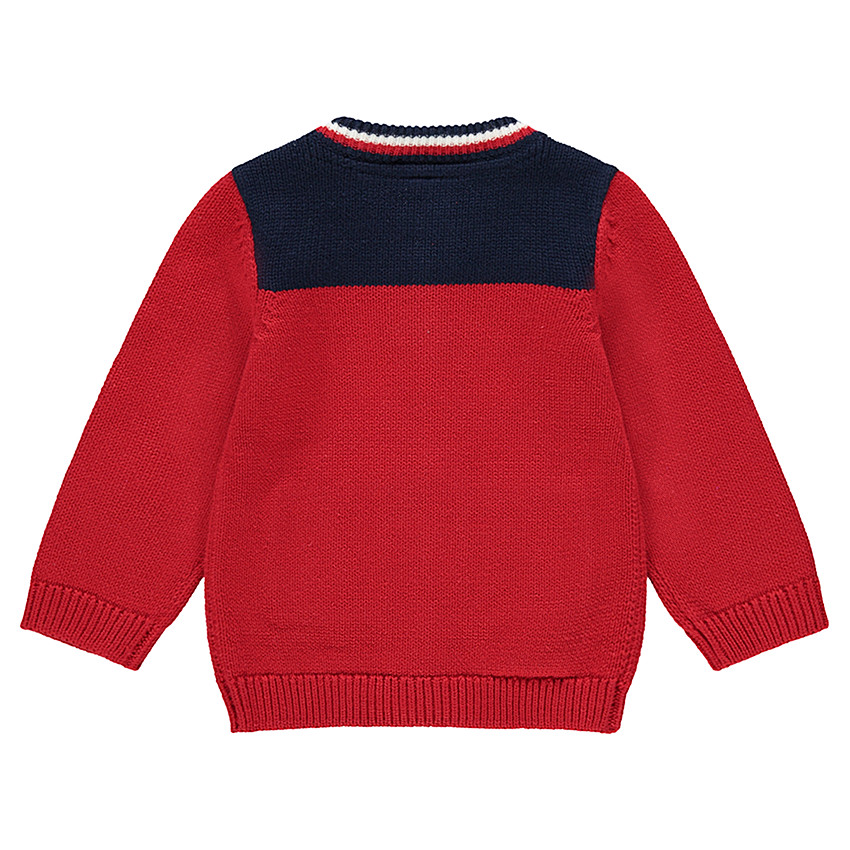 Πλεκτή ζακέτα με λωρίδες σε αντίθεση και φερμουάρ 