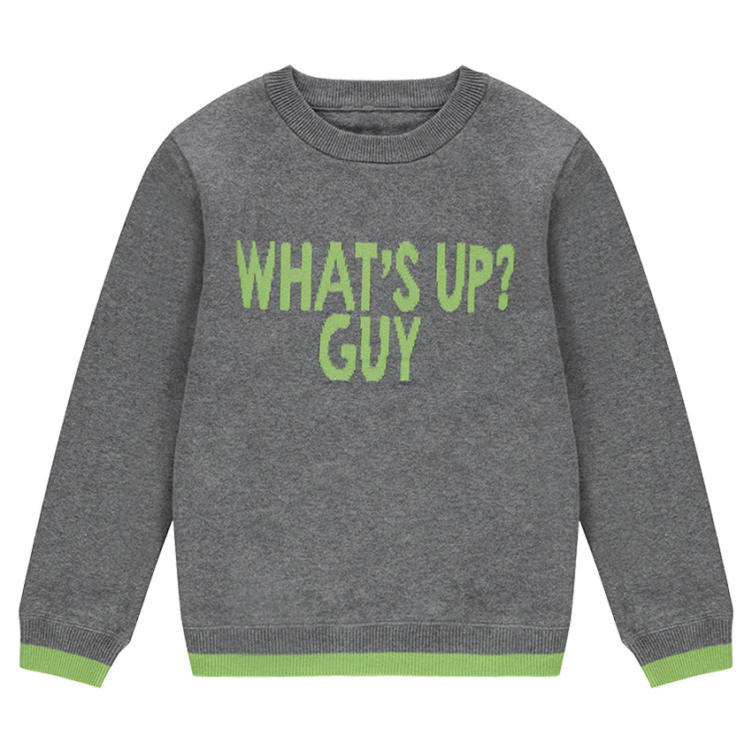 Παιδικά - Πλεκτό σε γκρι μελανζέ με τυπωμένο μήνυμα μπροστά 