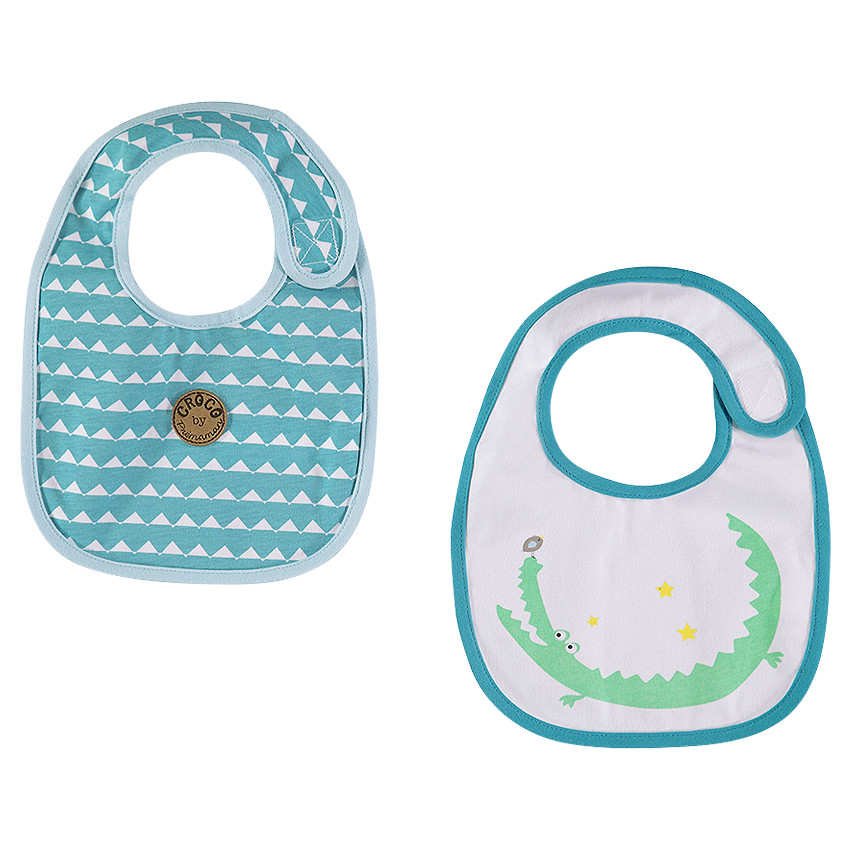 Σετ με 2 σαλιάρες ζέρσεϊ μία με σχέδιο/μία με στάμπα κροκόδειλο 