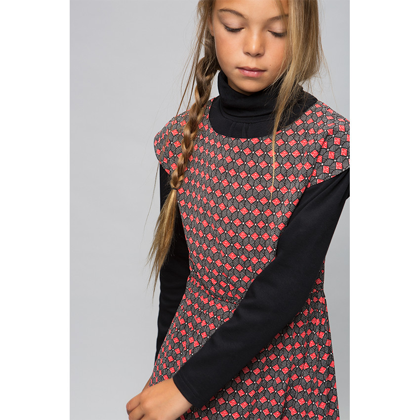 Παιδικά - Φόρεμα με βουάλ βισκόζη με φαντεζί μοτίβο 