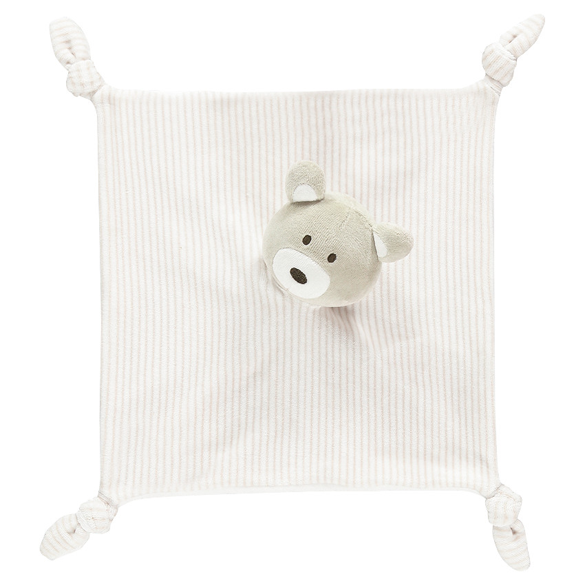 Doudou plat nounours en velours coton bio 