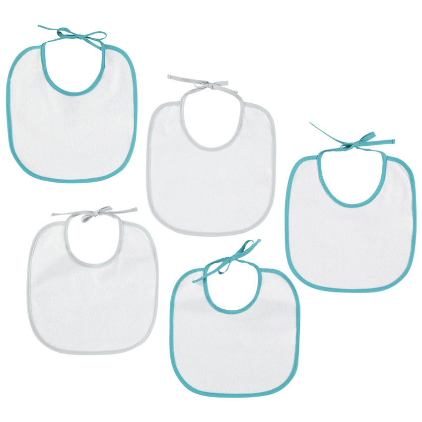 Σετ 5 πετσετέ κοντές σαλιάρες με ρέλι σε αντίθεση 