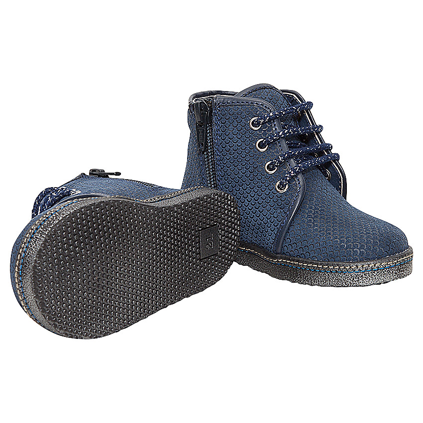 Δερμάτινα μποτάκια με κροκό όψη και φερμουάρ 