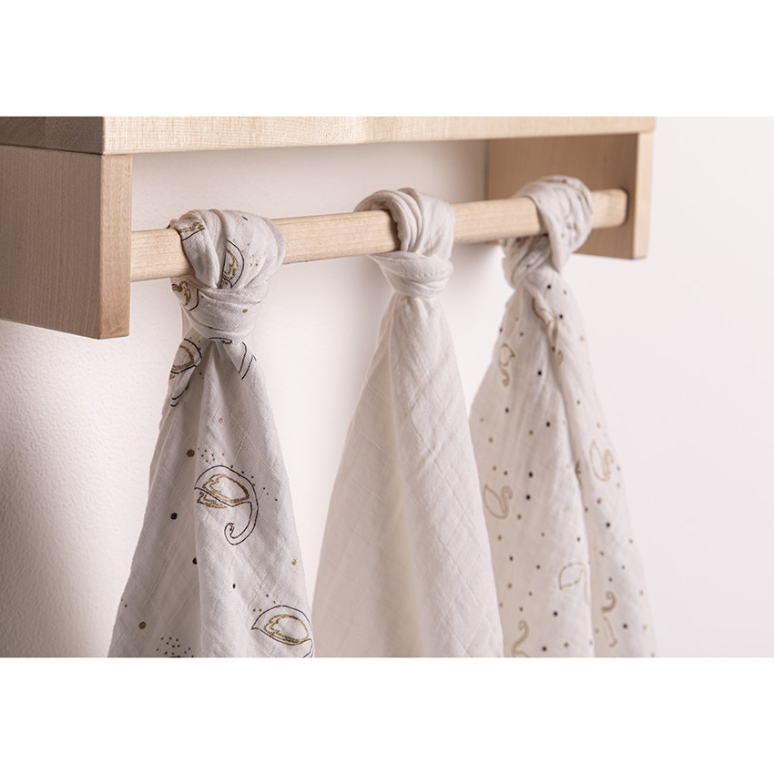 Σετ από 3 πάνες σε πουά από οργανικό βαμβάκι ,με κύκνους 