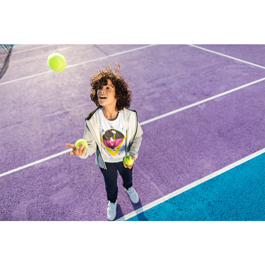 Μακρυμάνικη μπλούζα από μονόχρωμο ζέρσεϊ με διακοσμητική στάμπα 