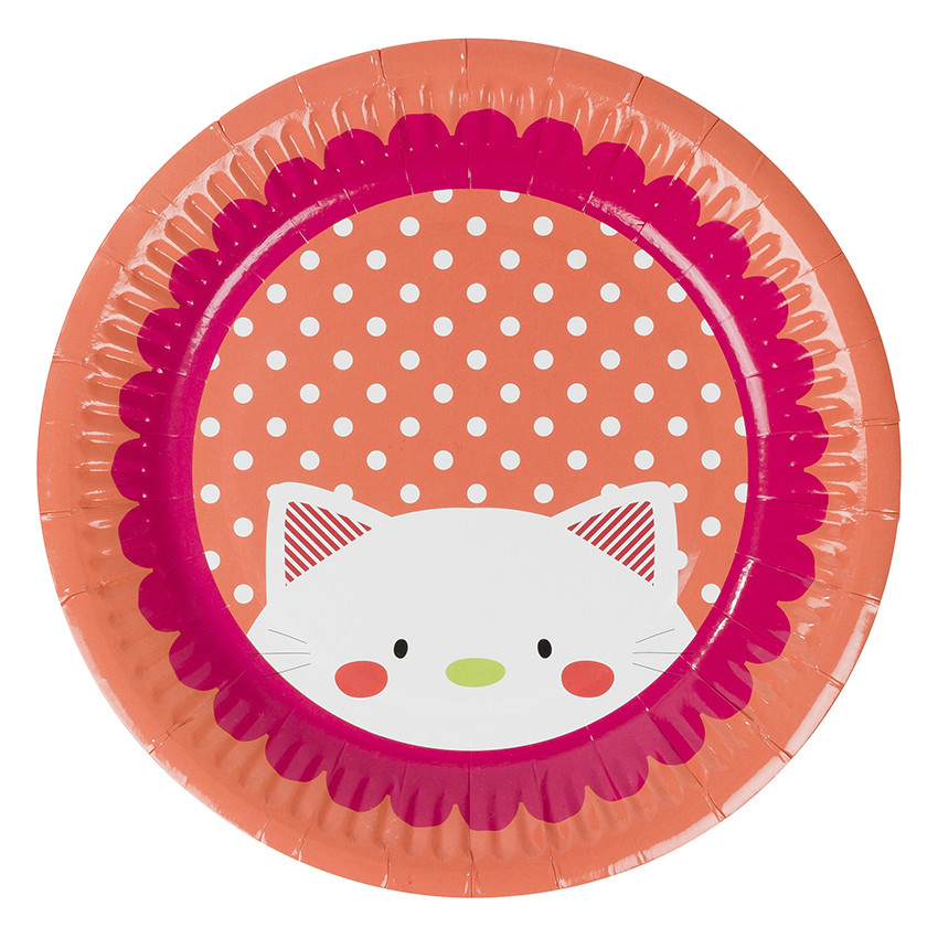 Σετ με 10 χάρτινα πιάτα γενεθλίων με μοτίβο γάτα 