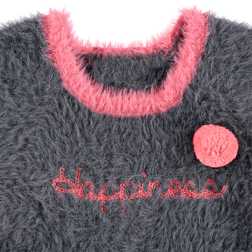 Δίχρωμο κοντομάνικο φόρεμα με χνουδωτή ύφανση 