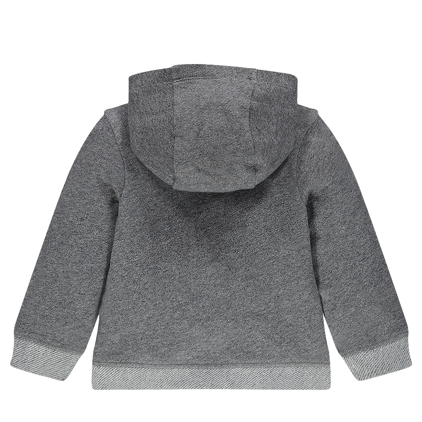 Ζακέτα με κουκούλα από φανέλα με ραμμένα σήματα 