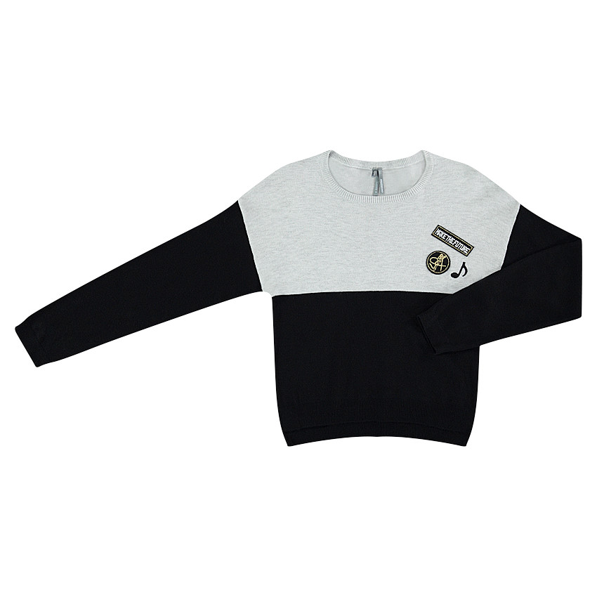 Παιδικά - Πλεκτό πουλόβερ σε άνετη γραμμή με διακοσμητικό μοτίβο 