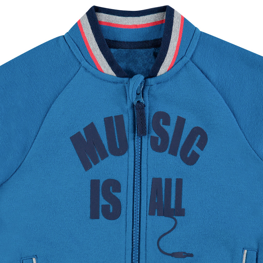 Δίχρωμη φόρμα από φανέλα με κολεγιακή ζακέτα και στάμπα κείμενο 