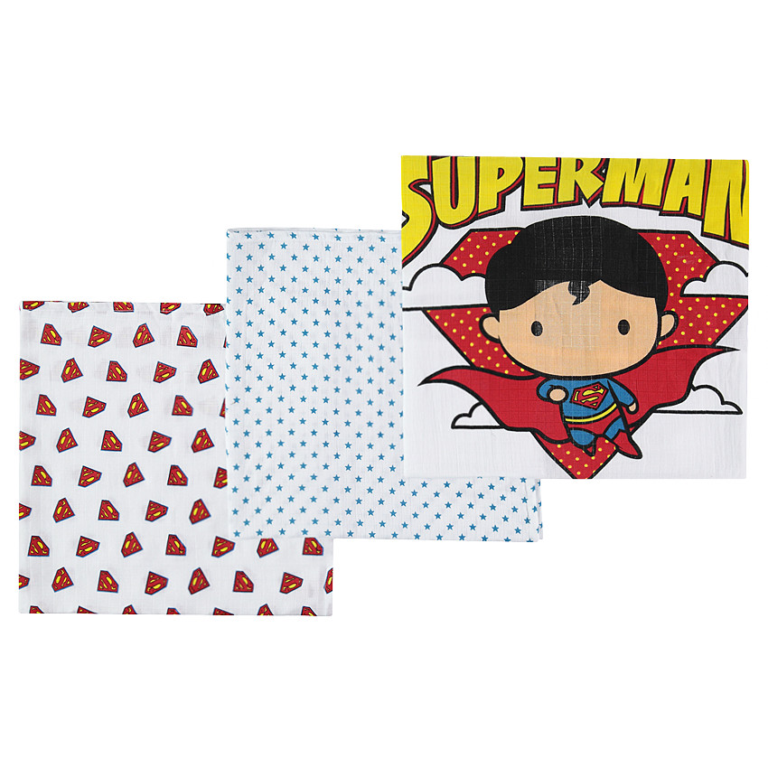 Σετ με 3 πάνες αγκαλιάς σε τετράγωνη ύφανση JUSTICE LEAGUE - CHIBI 