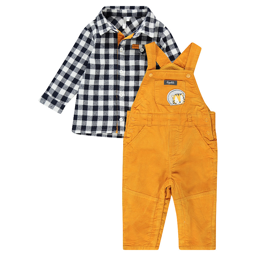 Σύνολο με πουκάμισο καρό από φανέλα και σαλοπέτα με επένδυση μικροφλίς 