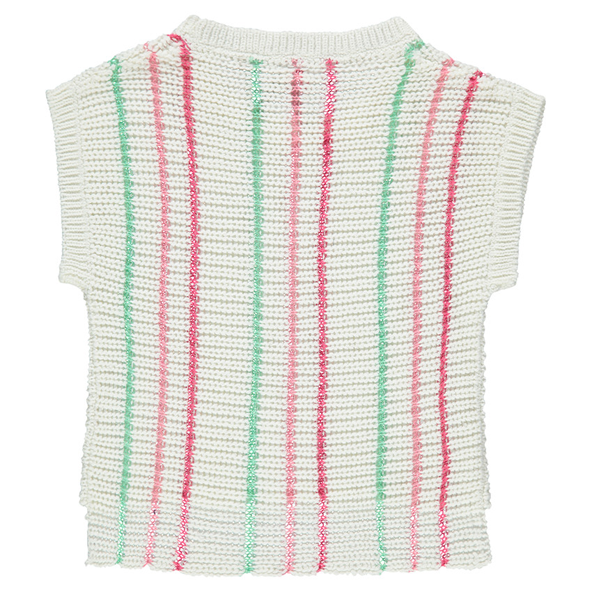 Κοντομάνικο πλεκτό με αζούρ πλέξη και ρίγες 