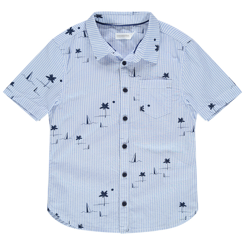 Κοντομάνικο πουκάμισο με ρίγες και φοίνικες 