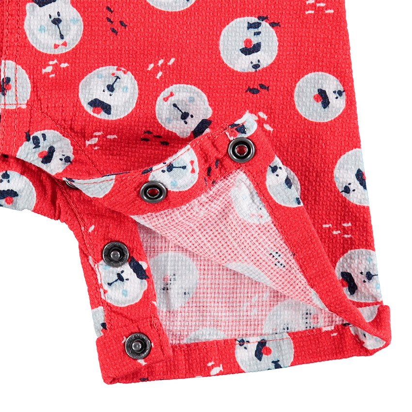 Κοντή κόκκινη βαμβακερή σαλοπέτα με μοτίβο αρκουδάκια 
