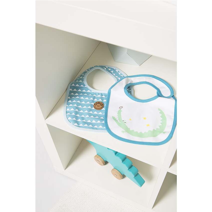 Σετ με 2 σαλιάρες ζέρσεϊ μία με σχέδιο/μία με στάμπα κροκόδειλο 