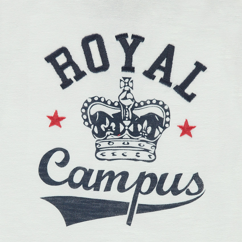 Κοντομάνικο πόλο με κουκούλα και κεντημένη φράση 