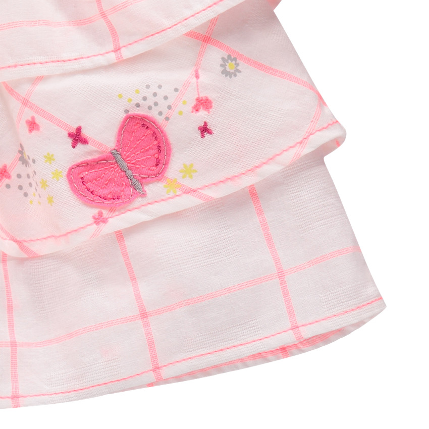 Καρό φορμάκι με βολάν και μπάλωμα με πεταλούδα 