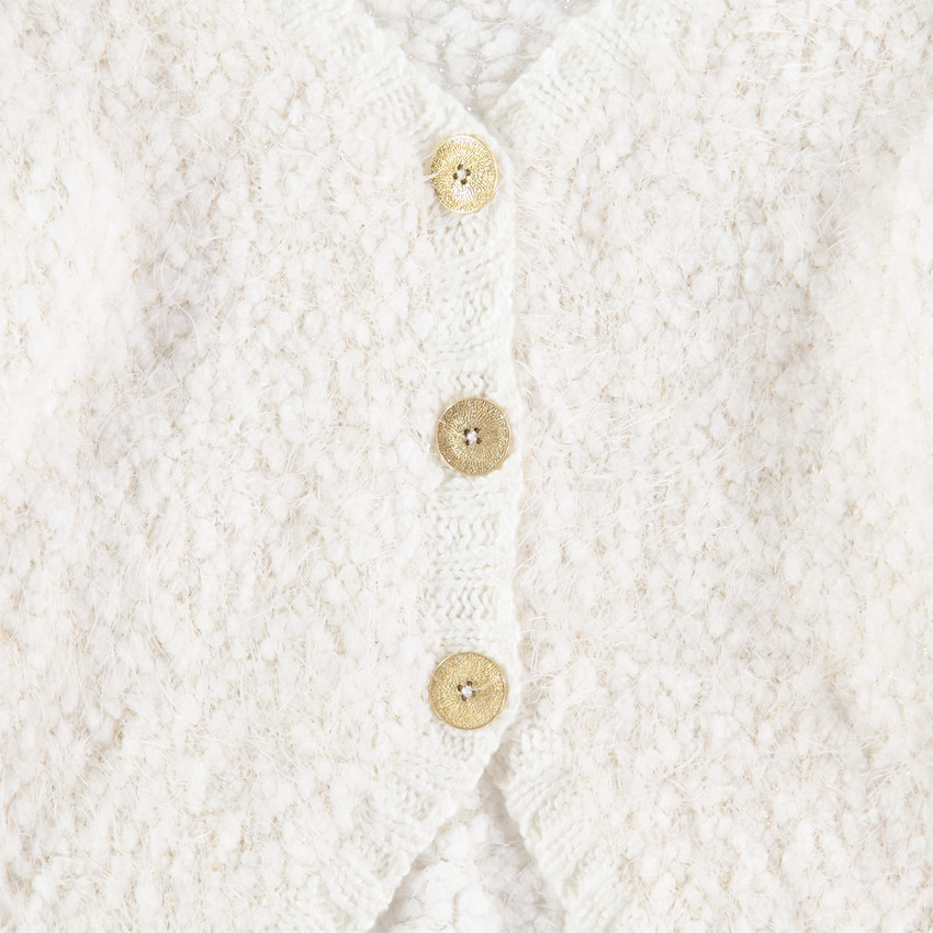 Παιδικά - Ζακέτα σε πλέξη ποπ-κορν με κουμπιά 