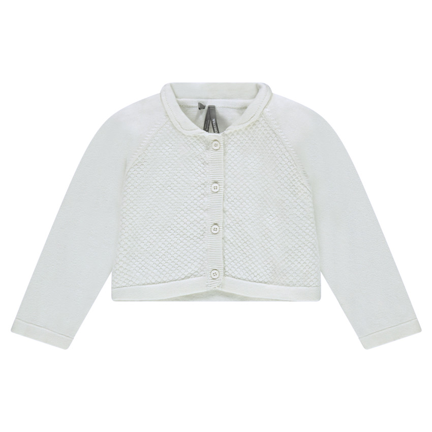 Μονόχρωμη πλεκτή ζακέτα με διακοσμητική πλέξη 