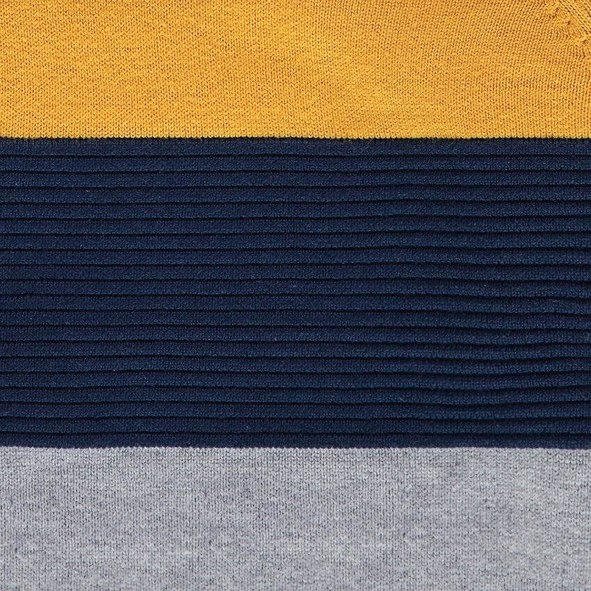 Παιδικά - Πλεκτό σε φαντεζί πλέξη με κουκούλα και λωρίδες σε αντίθεση 