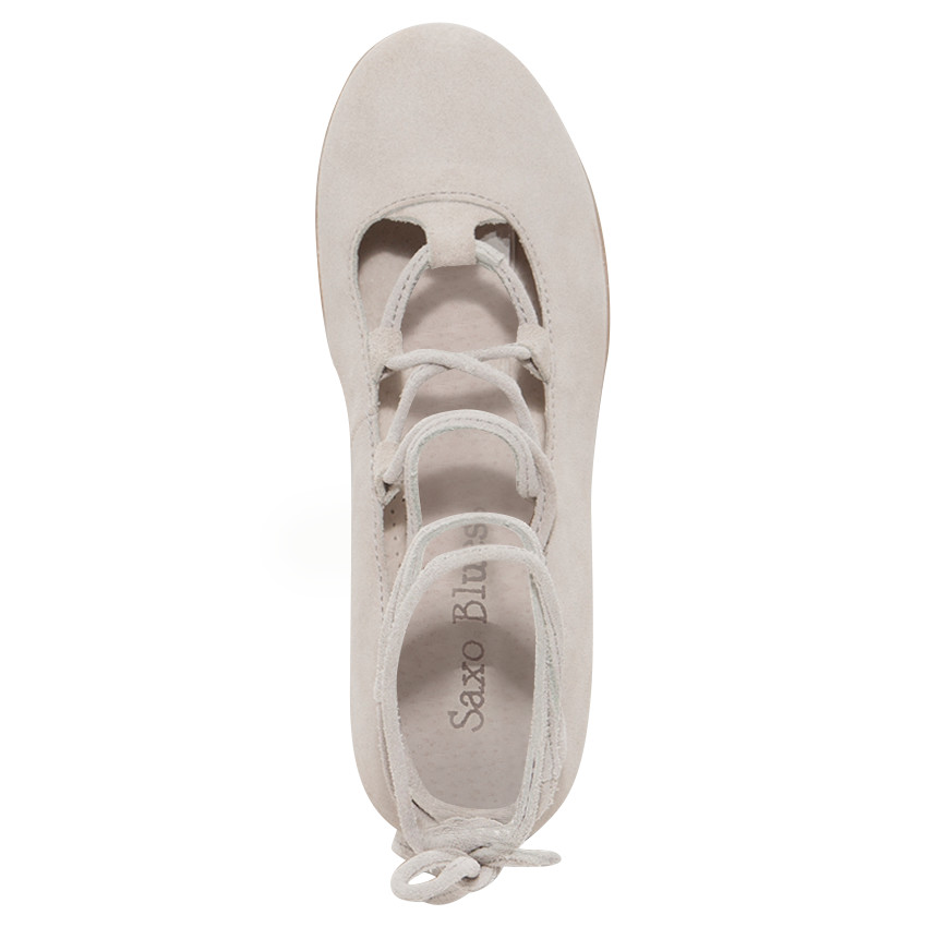 Μπαλαρίνες σουέτ με κορδόνια 